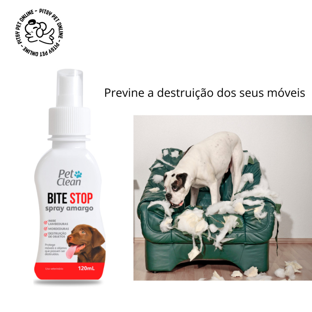 Bite Stop Pet Clean Spray Amargo Adestrador Anti lambida, Mordedura e ...