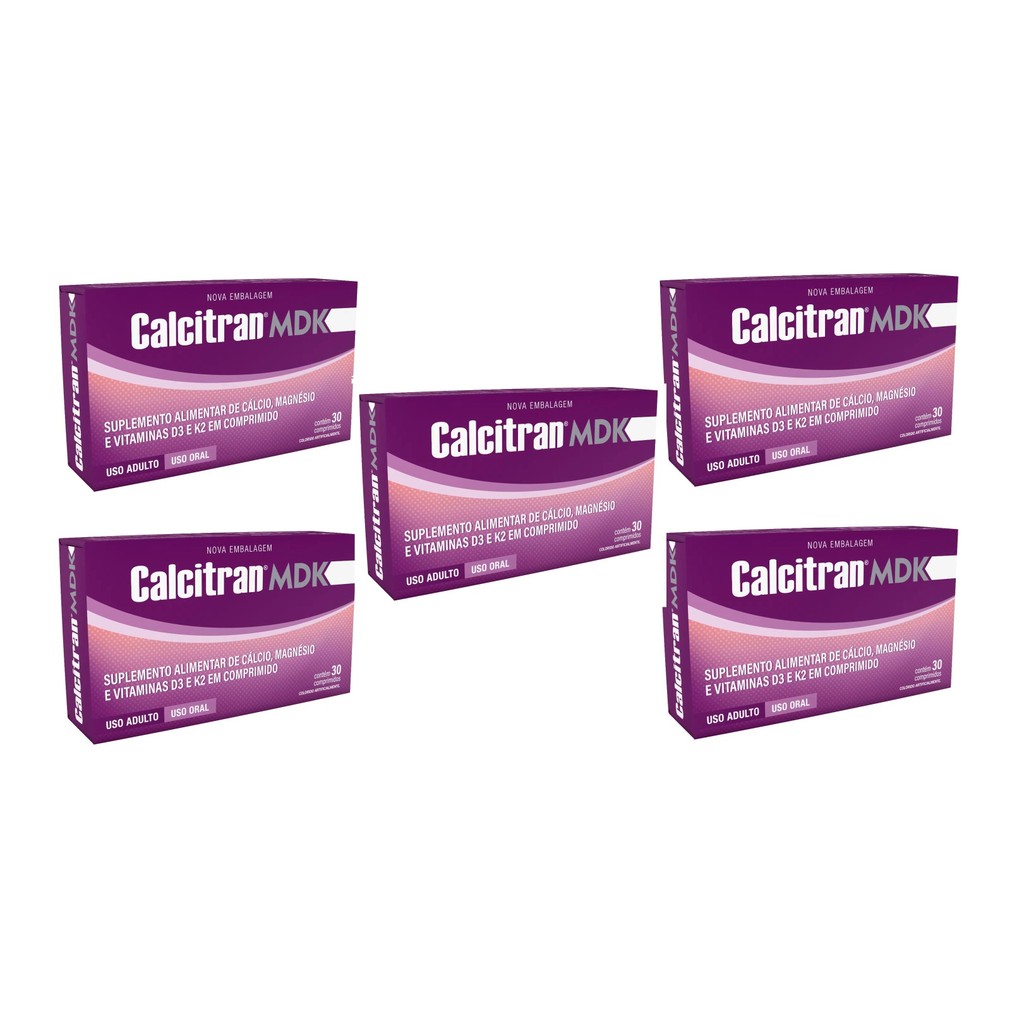 Kit Calcitran MDK Com 5 Unidades De 30 Comprimidos Cada | Shopee Brasil
