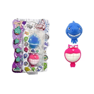 2 Bonecos Tubarão Azul e Gato Rosa - Splats Head Mini