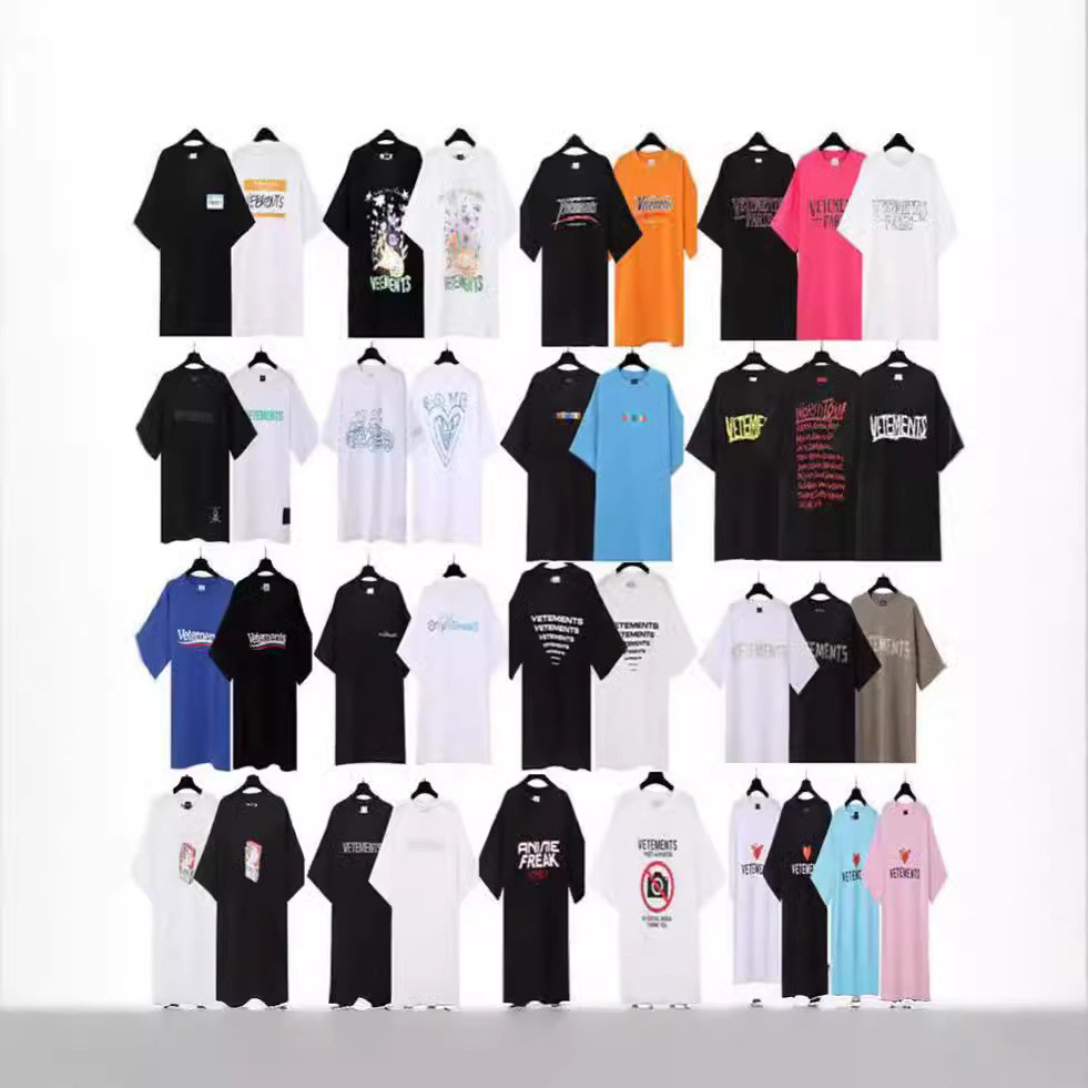 Pronto estoque Novo estilo VTM Witte Cute Letter Printing Homens Mulheres Soltas Casual Gola Redonda Manga Curta Camiset