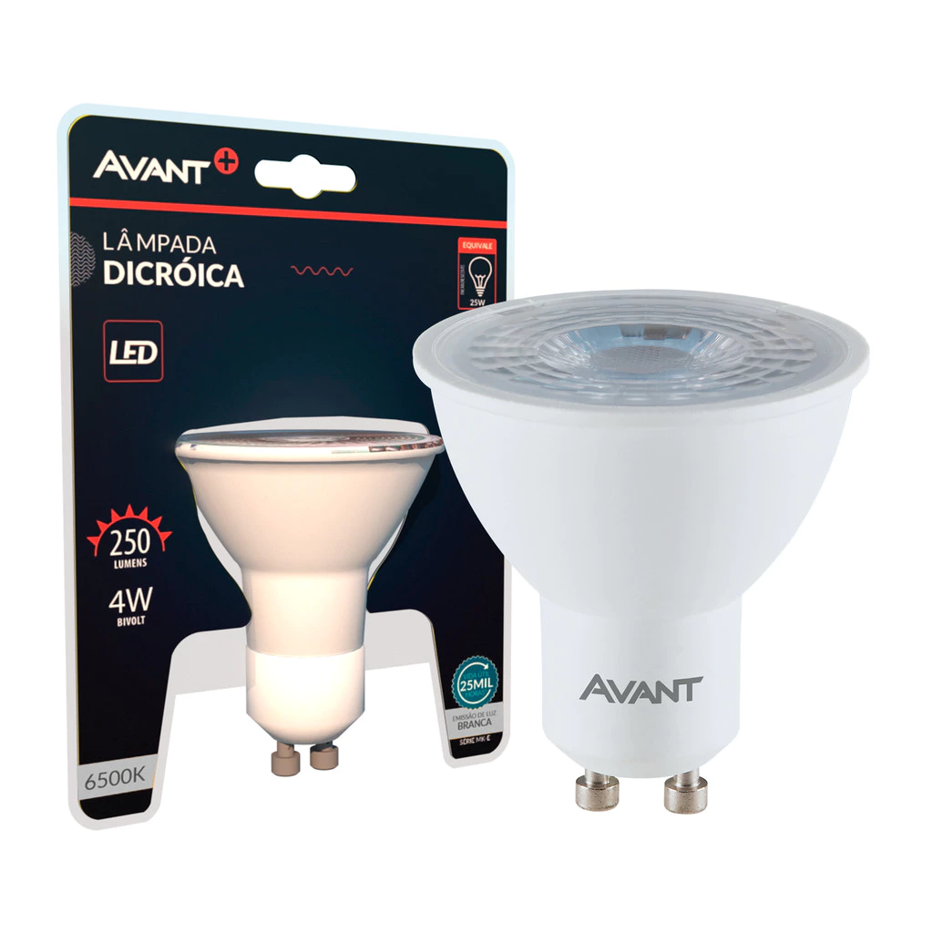 Lampada Led Dicróica MR16 4w 250lm 6500K GU10 Branco Avant
