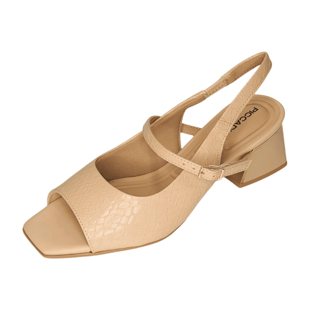 Sandália Piccadilly Salto Médio Bege 543083 Shopee Brasil