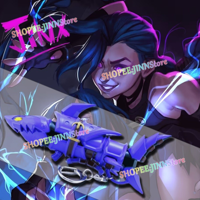 - JINN-ARCANE JINX Fishbones Blaster Modelo Chaveiros League of Legends ...