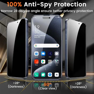 3 peças película privacidade Protetor De Tela Vidro Temperado Para iPhone 17 16 11 12 13 14 15 Pro Max XR Plus Air