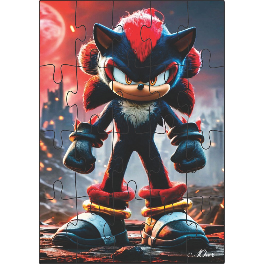 Quebra-Cabeça Jogo Infantil Educacional Shadow (Sonic) 20 peças em