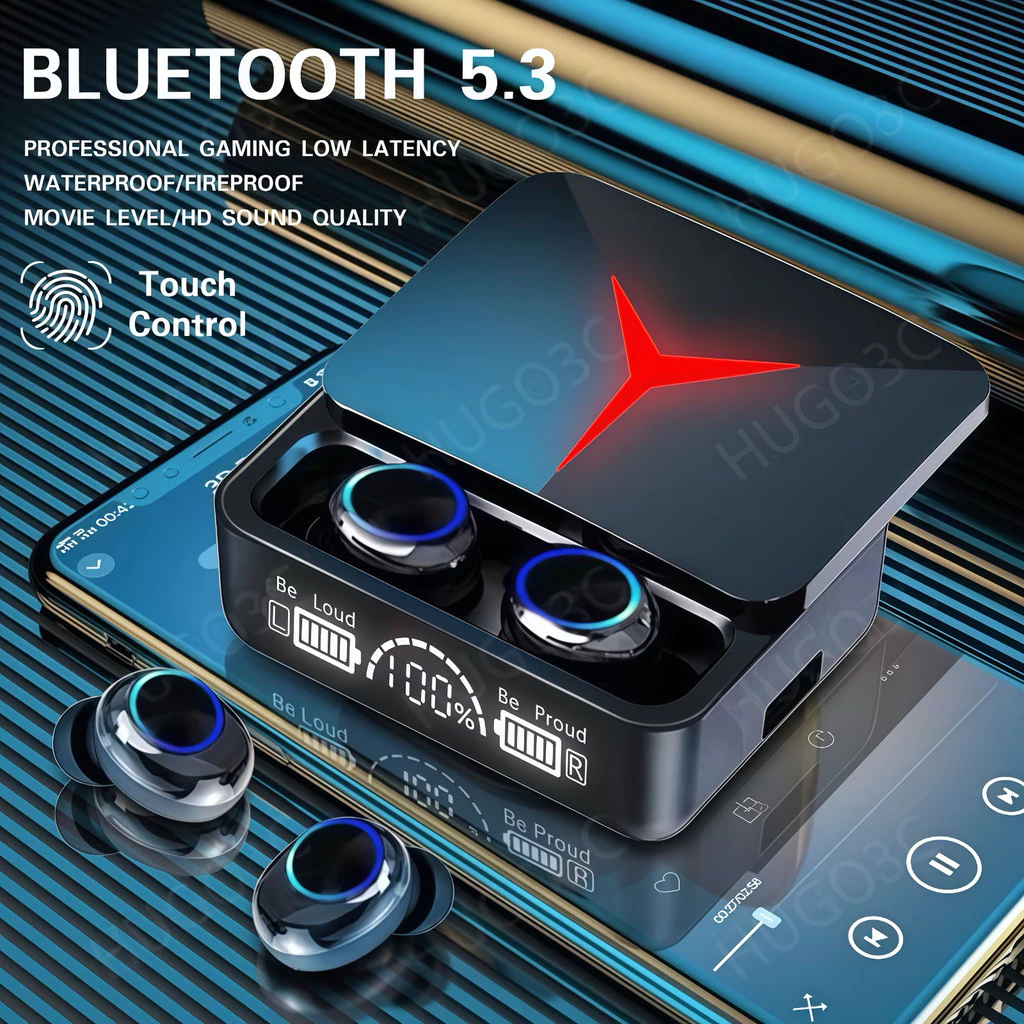 Fone De Ouvido Sem Fio Bluetooth 5.3 Hifi Stereo M90 Pro Gamer Esportivo Touch Case