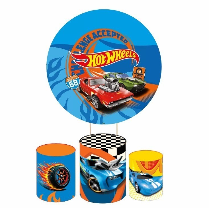 Kit Capas Para Painel Redondo e Cilindro Hot Wheels Festa Decoração ...