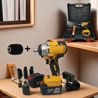 2 em 1 Chave De Impacto + Furadeira Parafusadeira 02 Baterias 21v Com Adaptador De Mandril