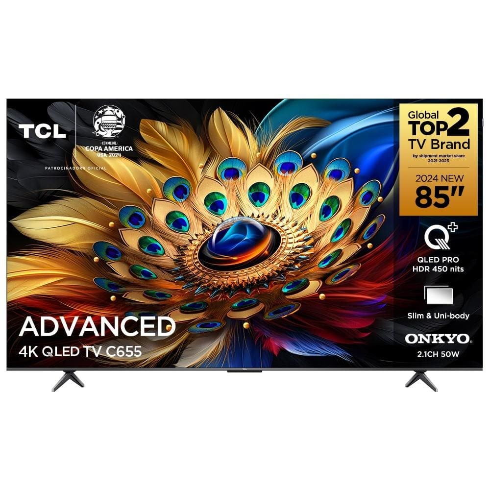 Smart TV 85 QLED 4K TCL 85C655 com Processador AIPQ, Google TV, HDR10 ...
