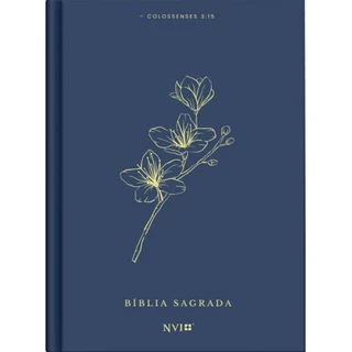 Bíblia Sagrada | NVI | Letra Normal | Capa Dura com Fitilho | Capa Luxo Azul Paz de Cristo em Oferta na Shopee