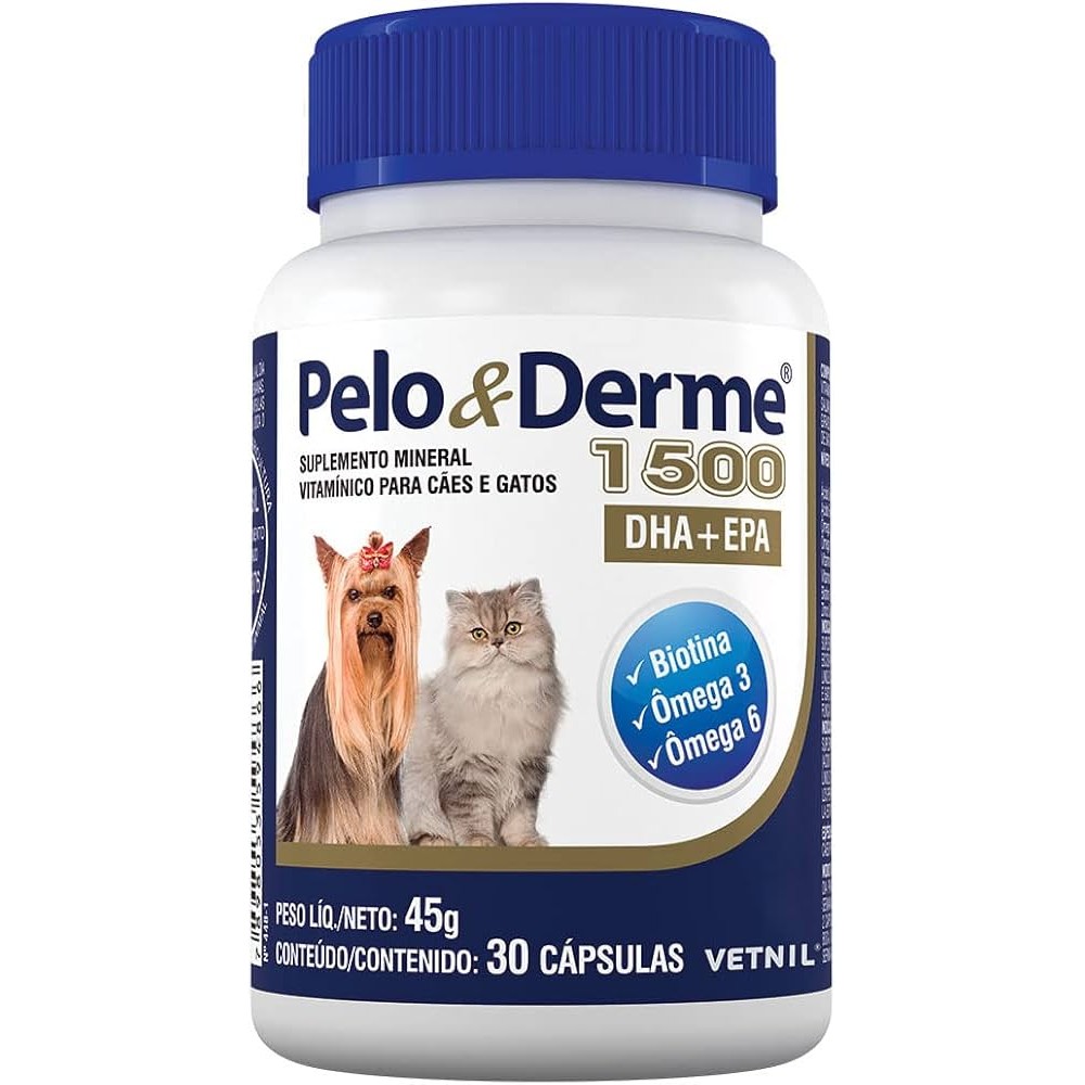 Vetnil Pelo & Derme® 1500 DHA + EPA - 60 Cápsulas | Shopee Brasil