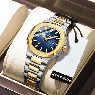 POEDAGAR Luxo E Elegante Quadrado À Prova D'água Luz Noturna Calendário Moda Feminina Relógio De Quartzo + Caixa