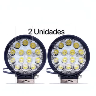 Kit 2 Farol Milha 14 Leds 42w 12v/24v Redondo Off-road 6000k  fang em Oferta na Shopee