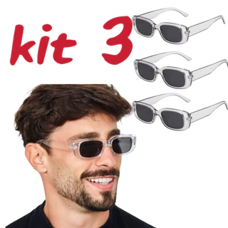 Kit 3 Óculos de sol vintage da moda Lux masculino transparente em Oferta na Shopee