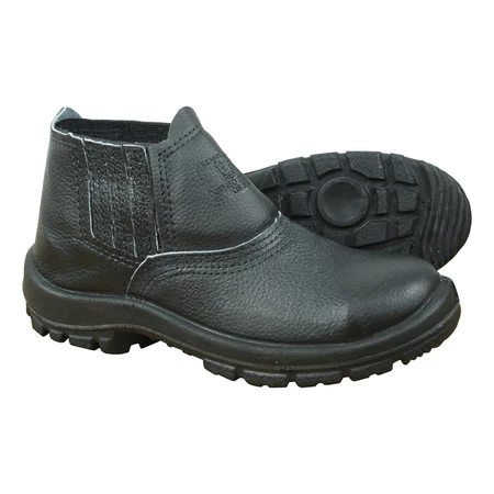 Bota Botina Butina de Segurança Trabalho Couro Crival Elástico Reforçada