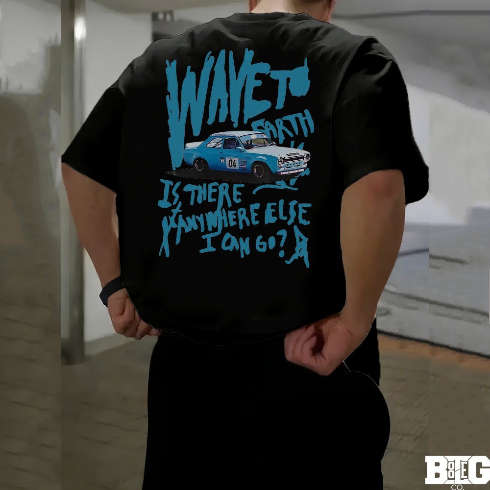 Camiseta Basica Earth Cat World wave to earth car Flaws And All