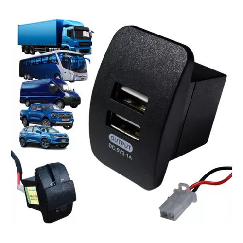 Tomada Carregador Usb Veicular Encaixe Painel Carro Caminhão
