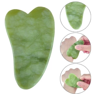 KIT 3 Peças Ferramenta de Massagem e Gua Sha de Pedra Natural - Rolo e Placa de Jade Verde e Cristal - WL em Oferta na Shopee