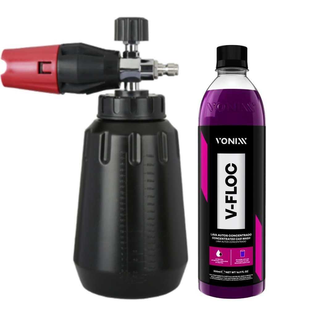Kit Shampoo Automotivo V-Floc 500ml Vonixx Gerador de Espuma Snow