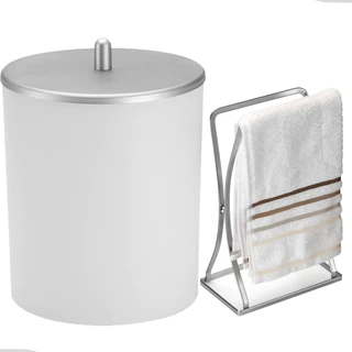 Kit Acessorios Lavabo Lixeira Porta Toalha De Rosto Luxo Banheiro Prateado Arthi em Oferta na Shopee