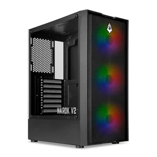 Gabinete Gamer Mancer Narok V2, Rainbow, Mid-Tower, Lateral de Vidro, Com 3 Fans, Preto, MCR-NRK-V2