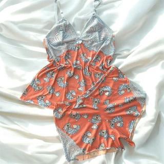 Baby Doll Feminino Sem Bojo Suede REnda Pijama Short Camisa Estampas Fofas em Oferta na Shopee