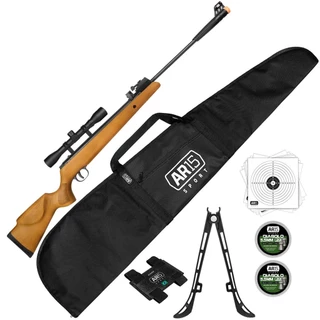 Espingarda Madeira 5.5 Tag Montana MAG Mola 60kg Luneta 4x32