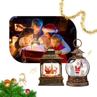 Globo de neve natal lanterna decoração natalina papai noel caixinha de música enfeite Led Casa