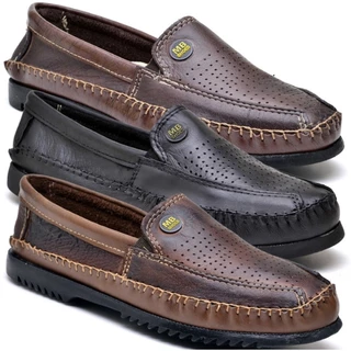 Kit 3 Pares de Sapato Masculino Mocassim Couro Legítimo Lançamento
