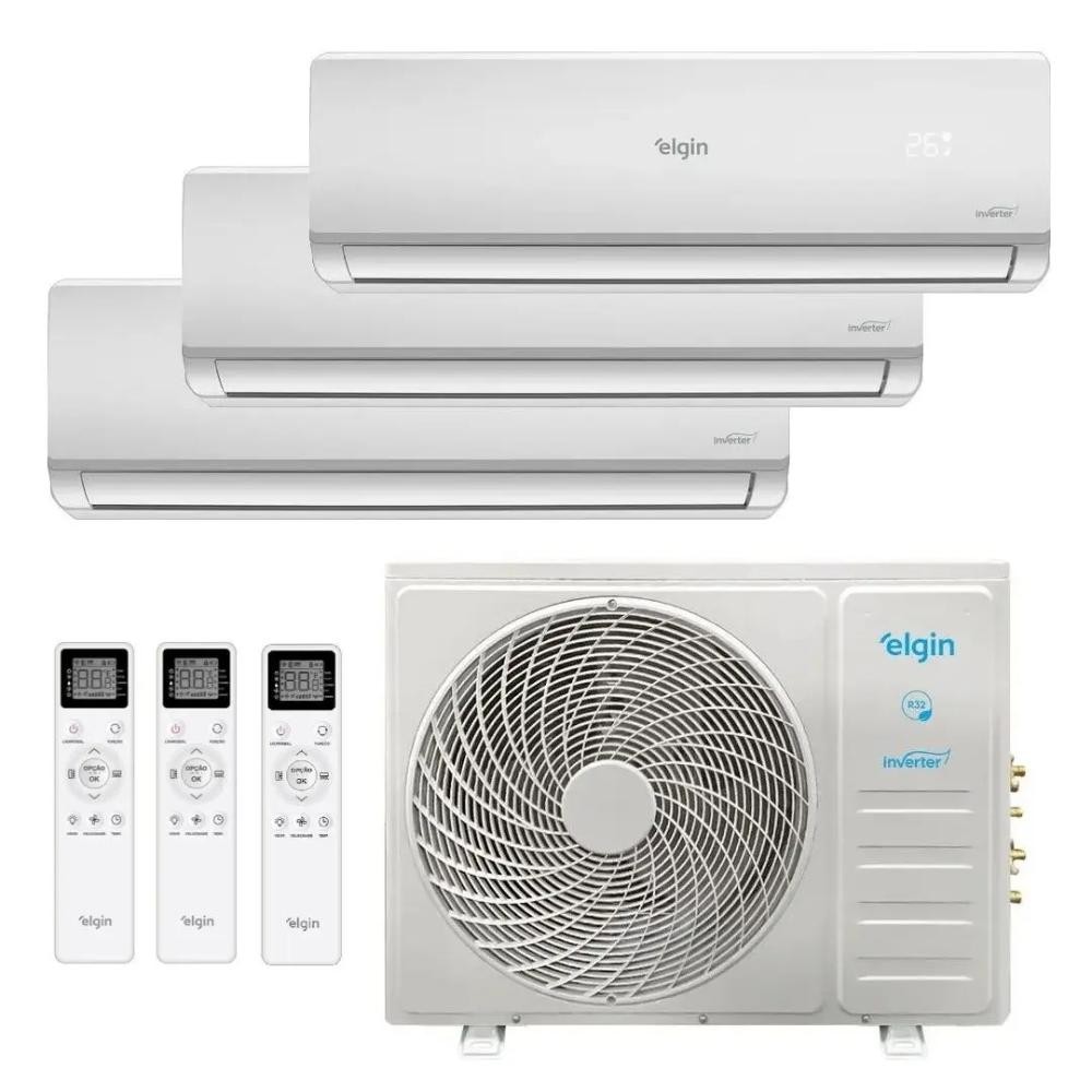 Ar Condicionado Tri-Split Inverter Elgin 27.000 Btus Quente Frio 220v (2X Evap HW 9.000 + 1X 12.000) Plus R-32 Wi-Fi