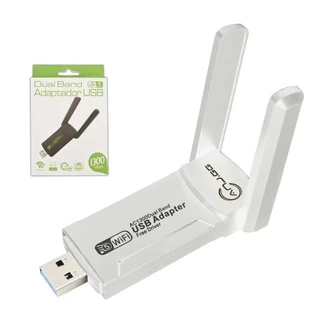 Adaptador Wi-Fi USB Dual Band 1300Mbps USB 3.0 2 Antenas 2.4G 5G Alta Velocidade para PC Notebook