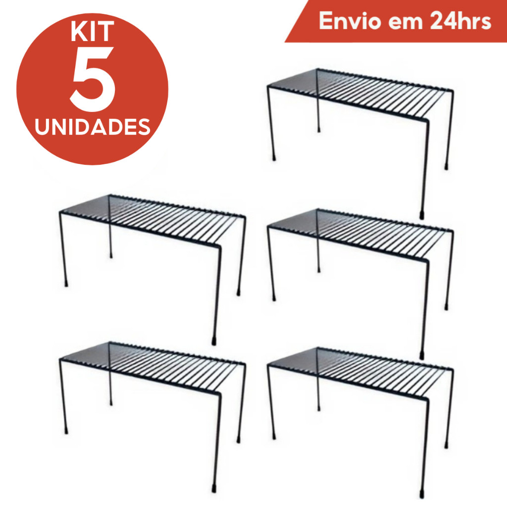 Kit 5 Organizadores de Armário Médio Cozinha Aramado