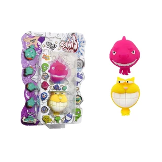 2 Bonecos Tubarão Rosa e Gato Amarelo - Splats Head Mini