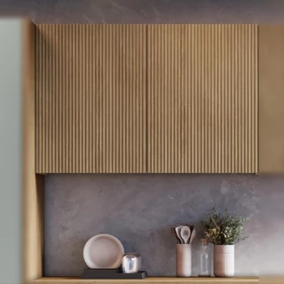 Armário Aéreo Rainha Ripado Nesher MDF 2 Portas Nature em Oferta na Shopee