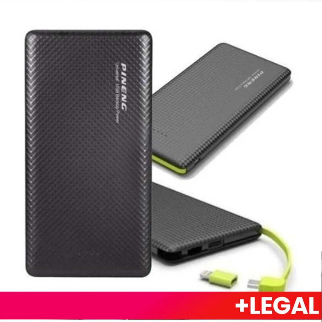 Carregador Portátil Pineng Power Bank 10.000mah com adaptador iPhone,V8