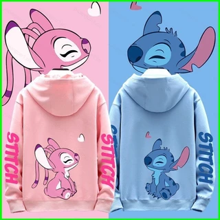 Casal Do Stitch Com Capuz Anime Moletom Unissex Manga Comprida Top Cosplay Pulôver 3D (1 Peça)