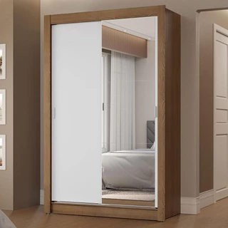 Guarda-Roupa Solteiro 2 Portas de Correr com Espelho 2 Gavetas Vivare Madesa em Oferta na Shopee