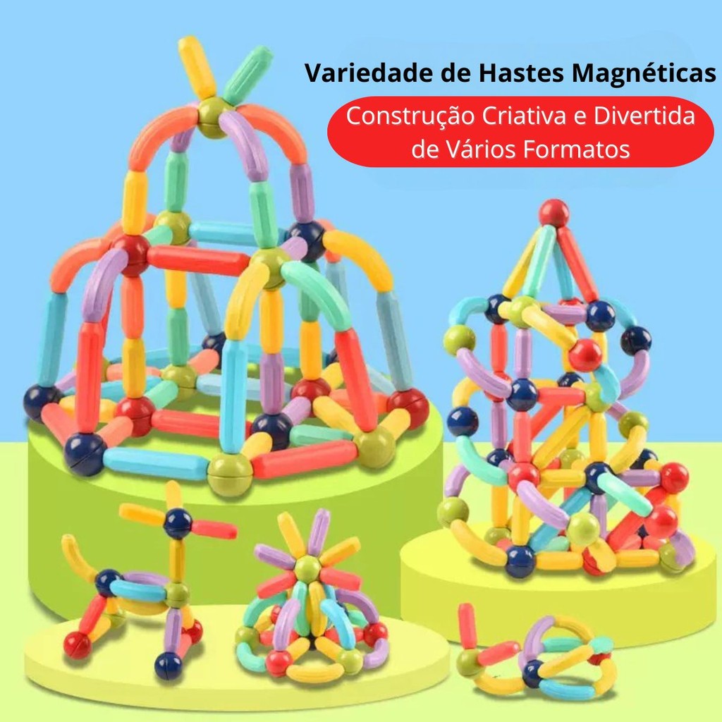 25-128pçs Blocos De Construção 3D Magnéticos Brinquedo Ímã Varas Bolas ...