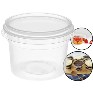 25und Pote Plástico Redondo 500ml Descartável Com Tampa Bolo No Pote Açaí Marmita Freezer Microondas Embalagem