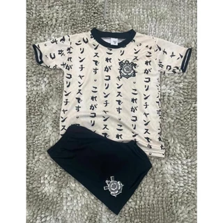 CONJUNTO DE TIME DO CORINTHIANS JAPAO BEJE~CAMISA + SHORT~ROUPAS PARA CRIANÇAS DE 2 aoS 14 MUITO TOP