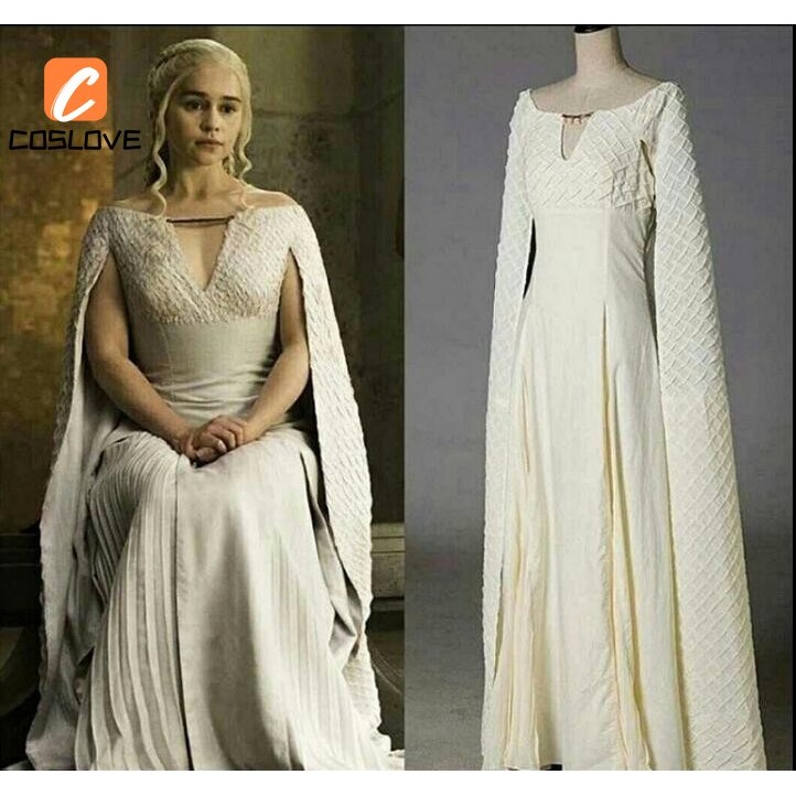 Game of Thrones Daenerys Targaryen Vestido Branco Roupas Cosplay ...