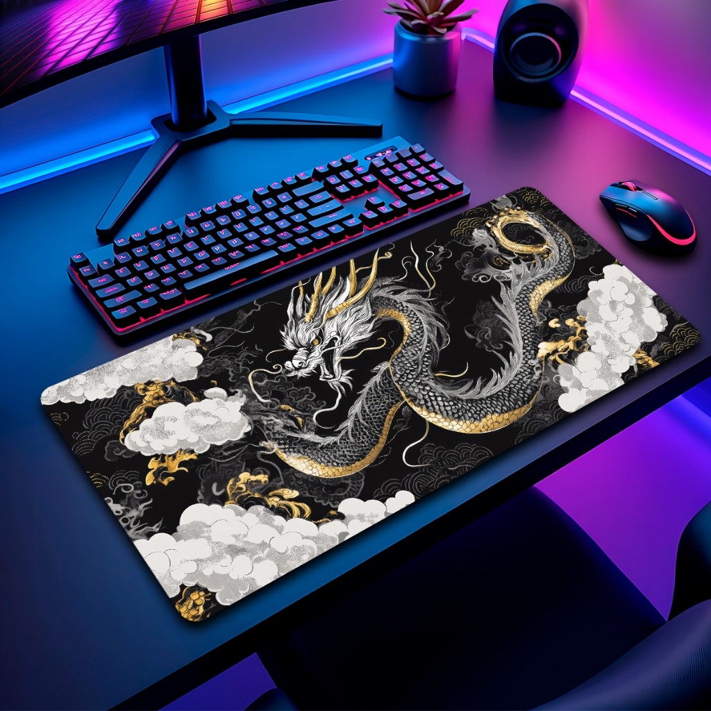 Mouse Pad Dragao Japones Gamer Antiderrapante Grande Diversas Estampas Personalizado 70x35 M980