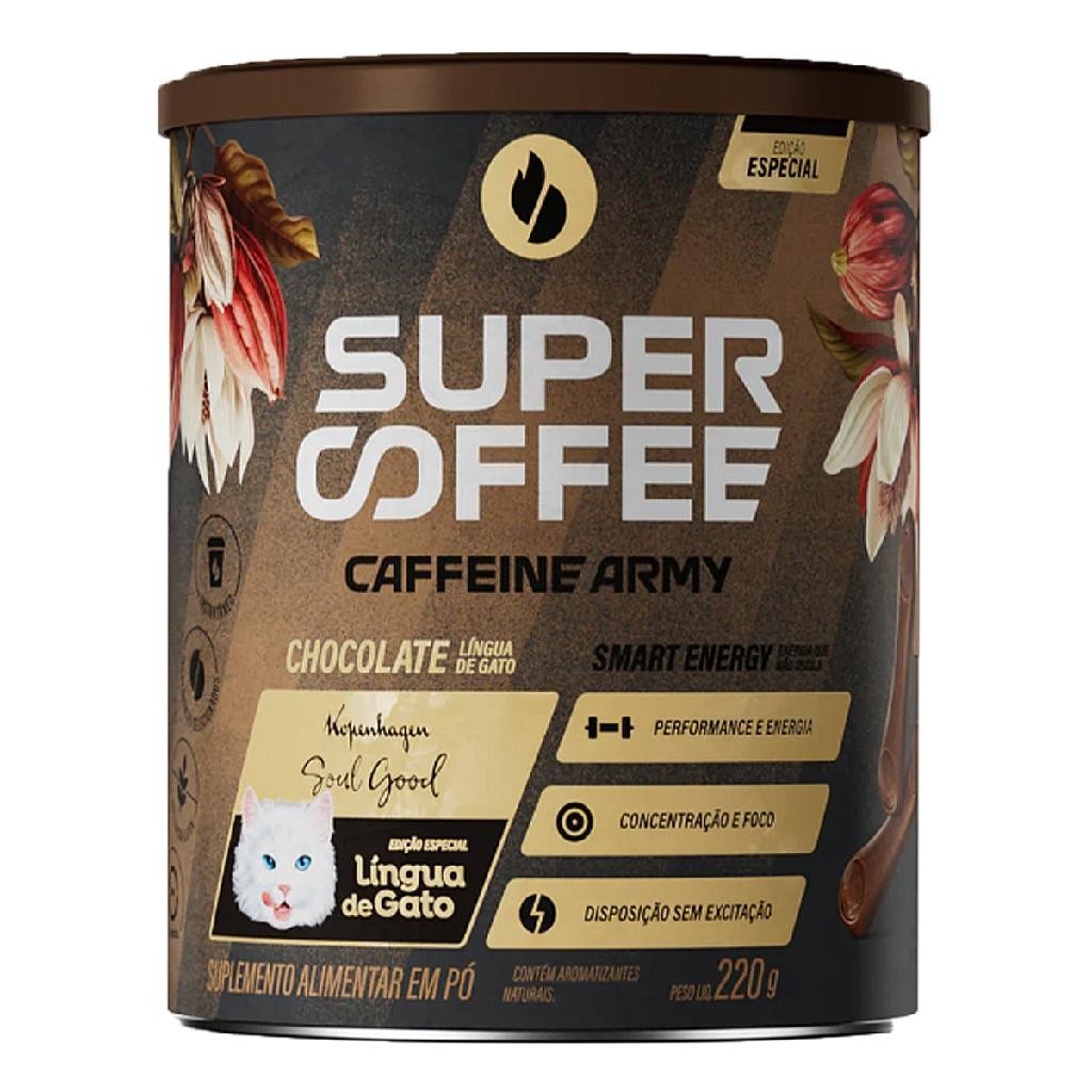 SuperCoffee Chocolate Língua de Gato 220g Caffeine Army | Shopee Brasil