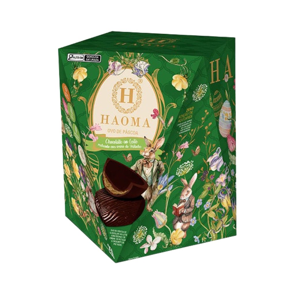 Ovo de Páscoa de Chocolate ao Leite com Creme de Pistache Haoma 250g ...