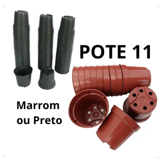 100, 250, 500 Vasos Plástico Pote 11 Liso Preto ou Marrom Plantas Flores Temperos