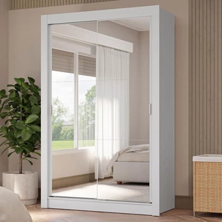 Guarda-Roupa Solteiro 2 Portas de Correr com Espelhos 4 Gavetas Vivare Plus Madesa em Oferta na Shopee