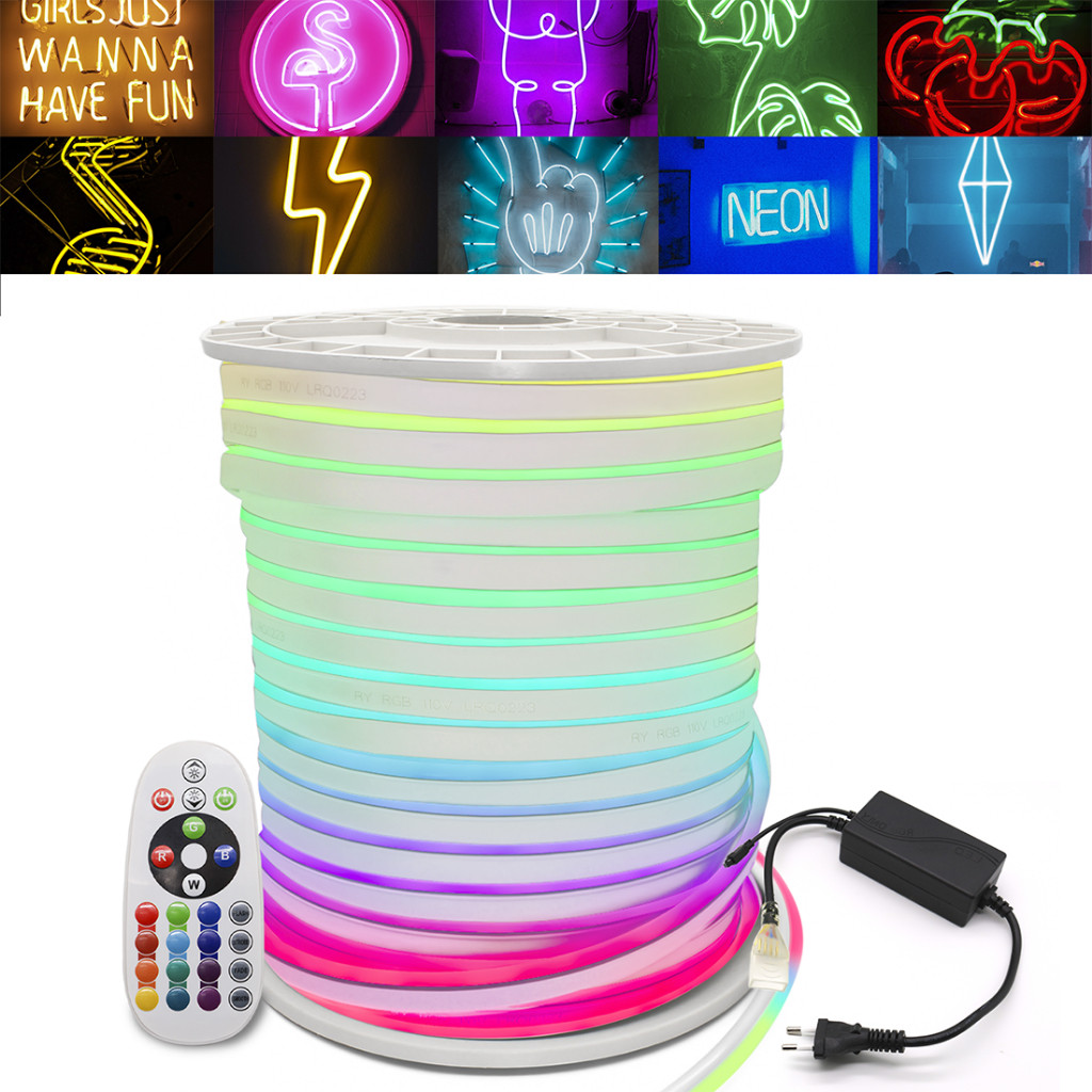 Fita Neon Led Flexível 5m ou 10m + Fonte E Controle Rgb 110v/220v