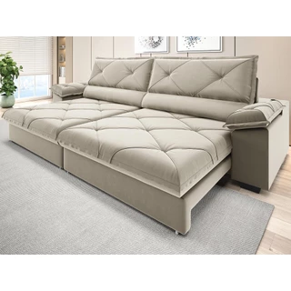 Sofá com Carregador USB e Molas no Assento Retrátil Reclinável Maestro 2,50m Veludocristal - NETSOFAS