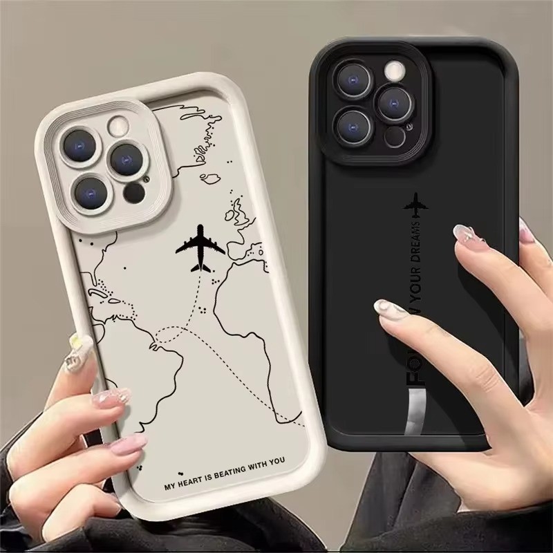 Capa De Telefone Com Rota De Avião Inspirada Em Viagem Para Samsung S24 FE S23 S22 S20 S25 S24 S23 S22 S21 Plus Ultra