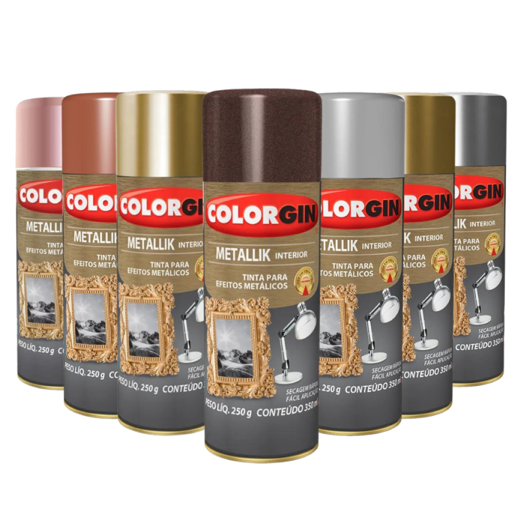 TINTA SPRAY METALLIK COLORGIN 350ML VÁRIAS CORES | Shopee Brasil